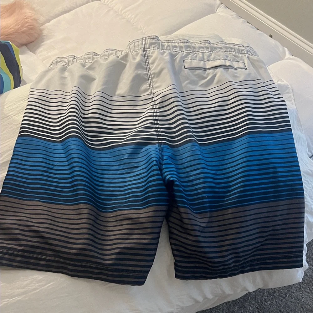 Free Country Striped‎ Blue and Black Board Shorts